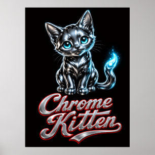 Chrome Kitten Fine Art Wall Portrait Poster