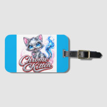 Chrome Kitten Luggage Tag For Travel, Camping, etc