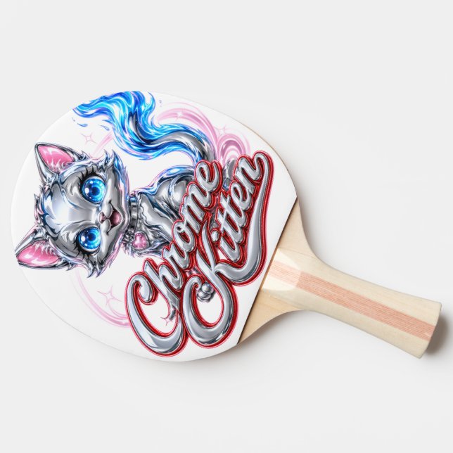 Chrome Kitten Ping Pong Paddle (Side)