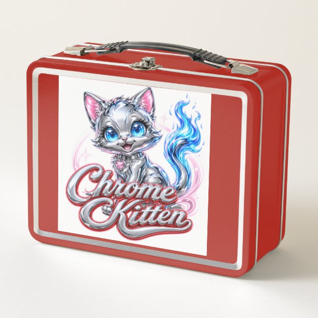 CHROME KITTEN Red Lunchbox (Front)