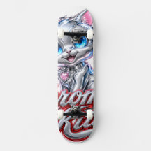 Chrome Kitten Skateboard, with Trucks and Wheels