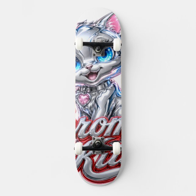 Chrome Kitten Skateboard, with Trucks and Wheels Skateboard (Front)