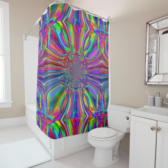 Chrome Laser Shower Curtain (In Situ)