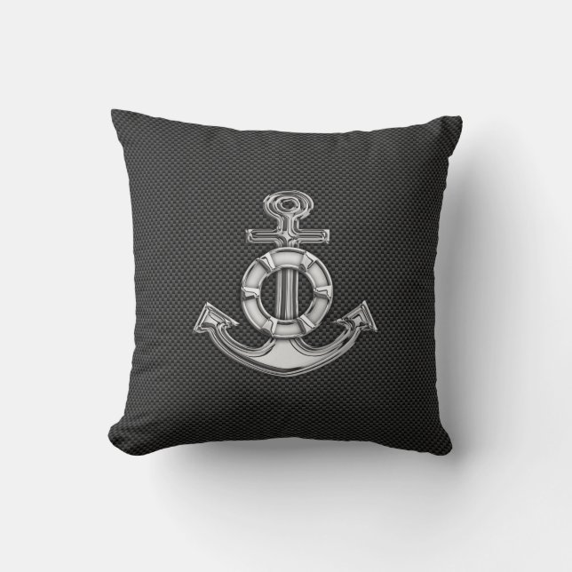 Chrome Lifesaver Anchor on Carbon Fibre Cushion (Front)