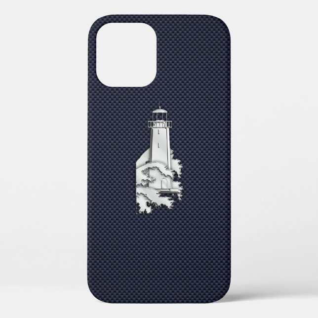 Chrome Lighthouse on Carbon Fiber Print Case-Mate iPhone Case (Back)