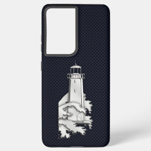 Chrome Lighthouse on Carbon Fibre Print Samsung Galaxy Case