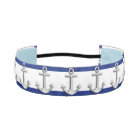 Chrome Like Anchor Nautical Navy Blue Stripes