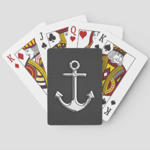 Chrome Like Anchor on Carbon Fibre Playing Cards
