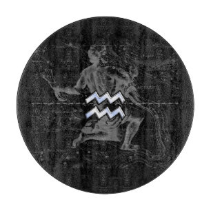 Chrome like Aquarius Sign on Hevelius Map Cutting Board