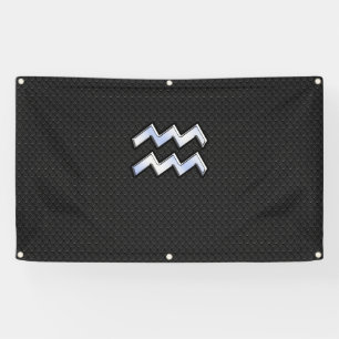Chrome like Aquarius Zodiac in Snake Skin Banner