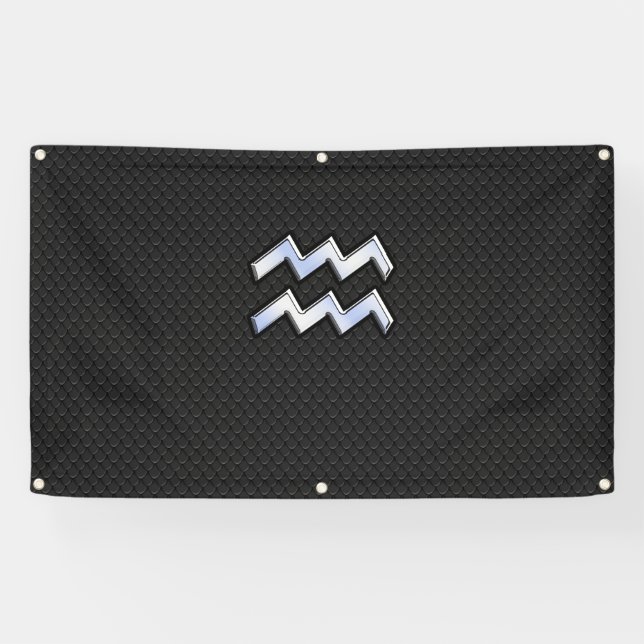 Chrome like Aquarius Zodiac in Snake Skin Banner (Horizontal)