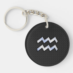 Chrome like Aquarius Zodiac in Snake Skin Key Ring
