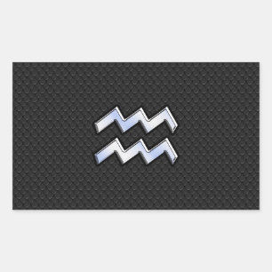 Chrome like Aquarius Zodiac in Snake Skin Rectangular Sticker