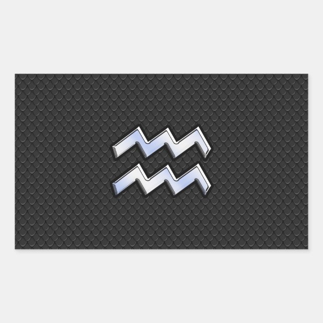 Chrome like Aquarius Zodiac in Snake Skin Rectangular Sticker (Front)