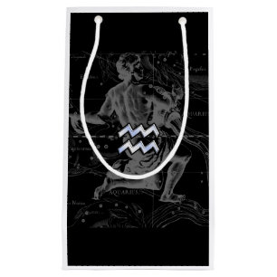Chrome like Aquarius Zodiac Sign on Hevelius 1690 Small Gift Bag