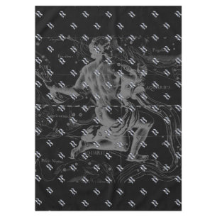 Chrome like Aquarius Zodiac Sign on Hevelius 1690 Tablecloth
