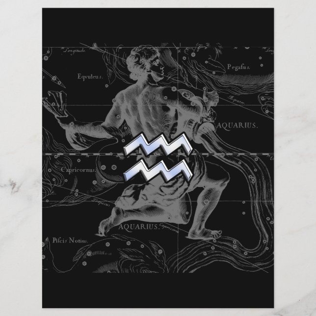 Chrome like Aquarius Zodiac Sign on Hevelius Flyer (Front)