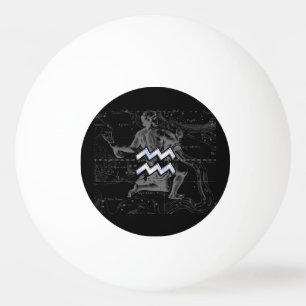 Chrome like Aquarius Zodiac Symbol on Hevelius Ping Pong Ball