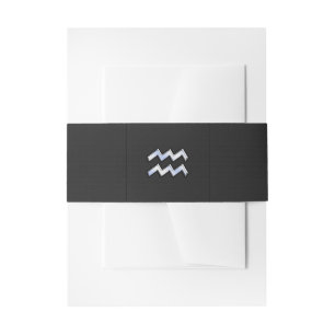 Chrome like Aquarius Zodiac Symbol on snake Invitation Belly Band