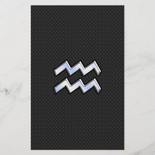 Chrome like Aquarius Zodiac Symbol on snake Stationery