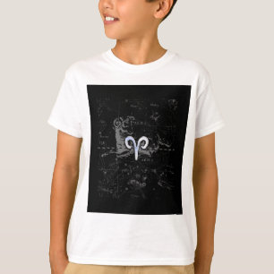 Chrome like Aries Zodiac Sign on Hevelius Black T-Shirt