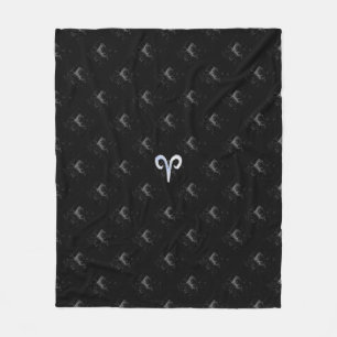 Chrome like Aries Zodiac Sign on Hevelius Fleece Blanket