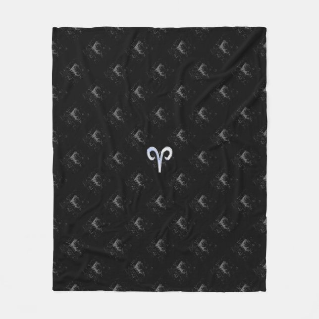 Chrome like Aries Zodiac Sign on Hevelius Fleece Blanket (Front)