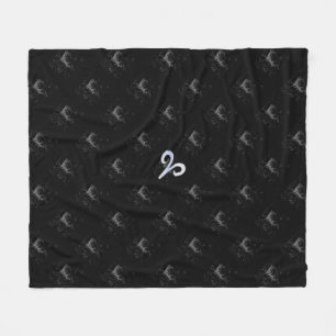 Chrome like Aries Zodiac Sign on Hevelius Fleece Blanket
