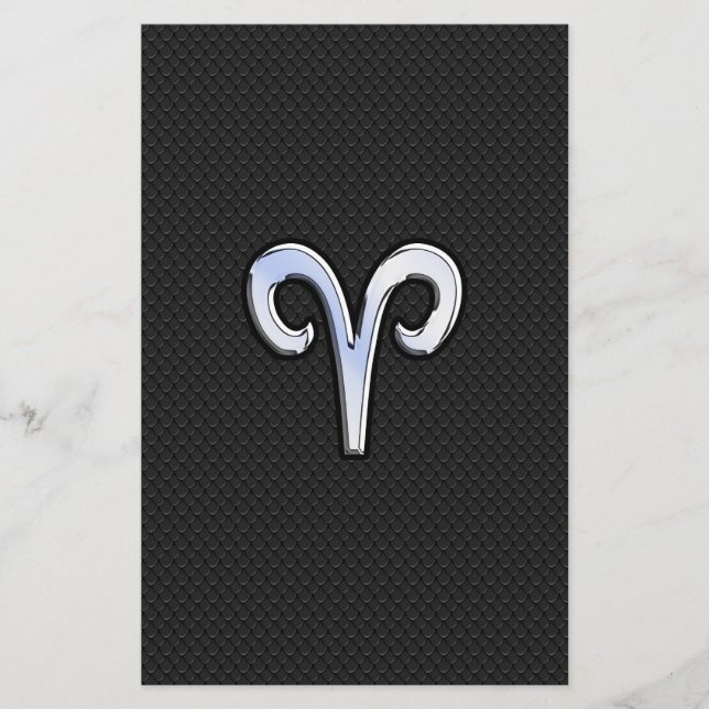 Chrome Like Aries Zodiac Sign Stationery (Front)