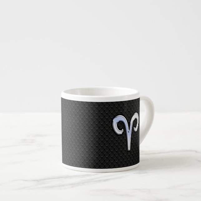 Chrome Like Aries Zodiac Symbol Espresso Cup (Front Right)