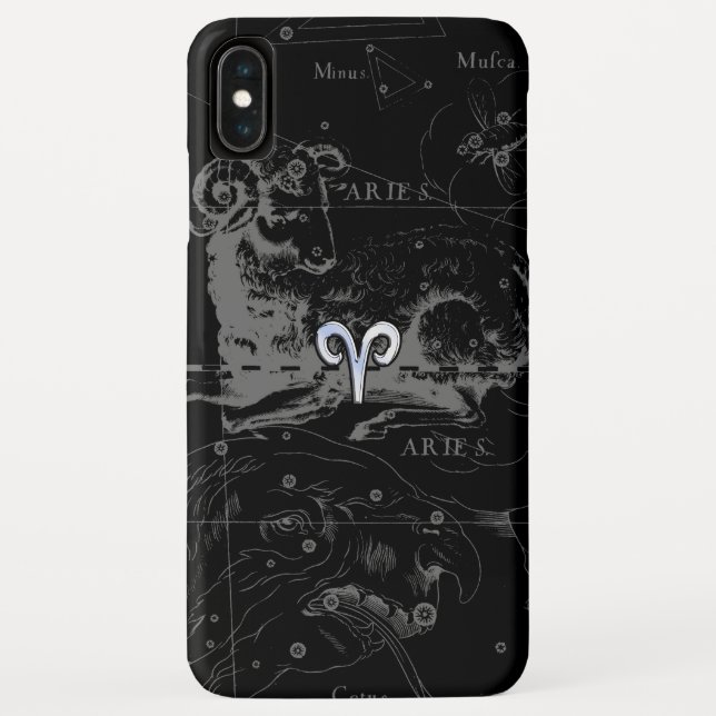 Chrome like Aries Zodiac Symbol on Hevelius Case-Mate iPhone Case (Back)