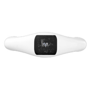 Chrome like Aries Zodiac Symbol on Hevelius Ceramic Drawer Pull