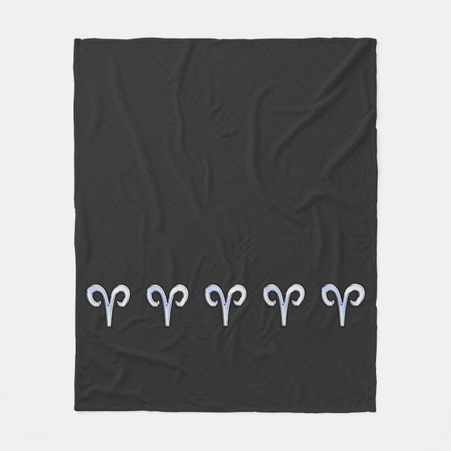 Chrome Like Aries Zodiac Symbol Snake Skin Style Fleece Blanket (Front)