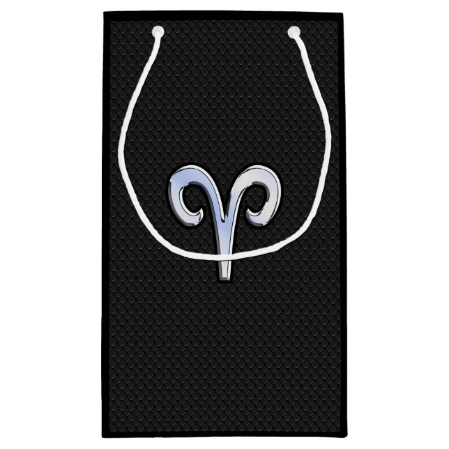 Chrome Like Aries Zodiac Symbol Snake Skin Style Small Gift Bag (Back)
