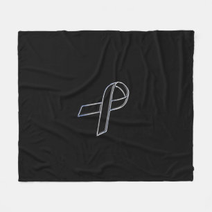 Chrome Like Black Ribbon Awareness Fleece Blanket