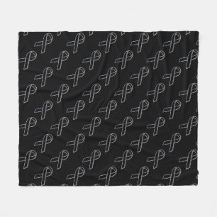 Chrome Like Black Ribbon Awareness Fleece Blanket