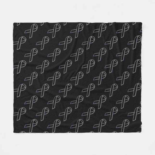 Chrome Like Black Ribbon Awareness Fleece Blanket (Front (Horizontal))
