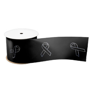 Chrome Like Black Ribbon Awareness Satin Ribbon
