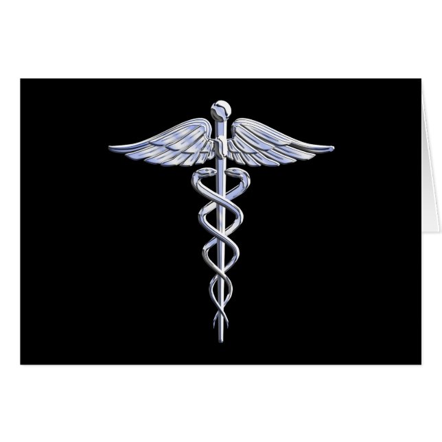 Chrome Like Caduceus Medical Symbol (Front Horizontal)