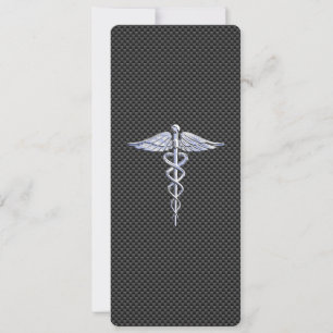 Chrome Like Caduceus Medical Symbol Carbon Fiber