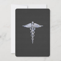 Chrome Like Caduceus Medical Symbol Carbon Fibre