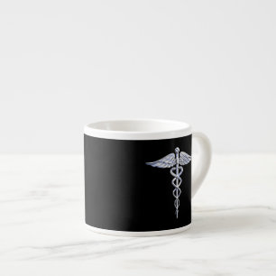 Chrome Like Caduceus Medical Symbol Espresso Cup