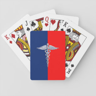 Chrome Like Caduceus Medical Symbol League Decor Playing Cards