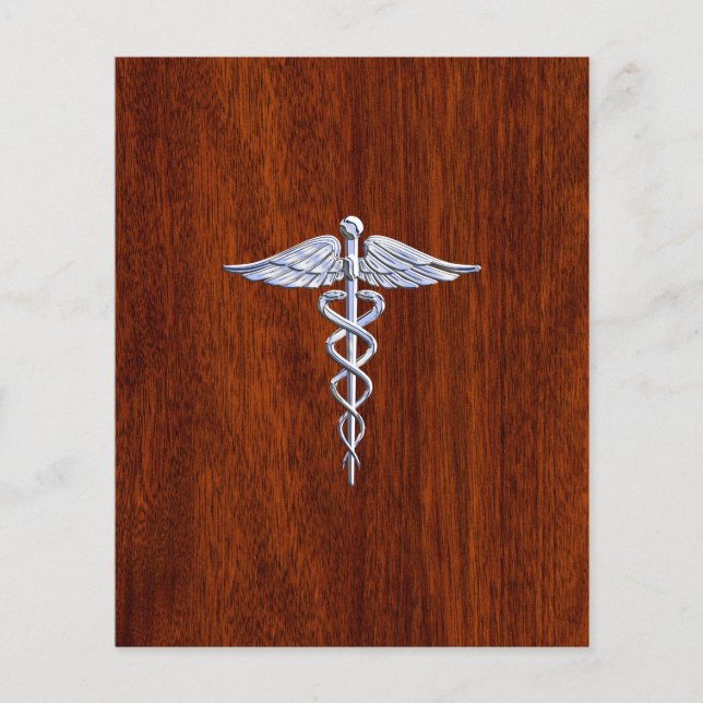 Chrome Like Caduceus Medical Symbol Mahogany Style Flyer (Front)