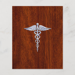 Chrome Like Caduceus Medical Symbol Mahogany Style Flyer