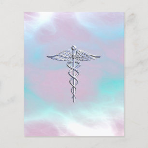Chrome Like Caduceus Medical Symbol Mother Pearl Flyer