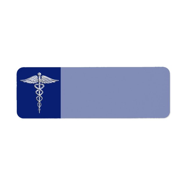 Chrome Like Caduceus Medical Symbol Navy Blue Deco (Front)