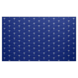 Chrome Like Caduceus Medical Symbol on Navy Blue Fabric