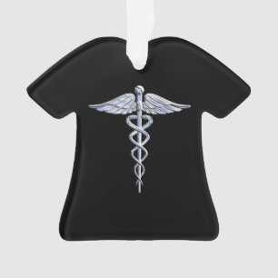 Chrome Like Caduceus Medical Symbol Ornament