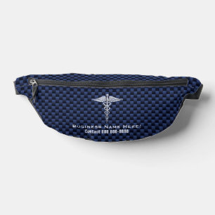 Chrome Like Caduceus Medical Symbol with Text Bum Bags